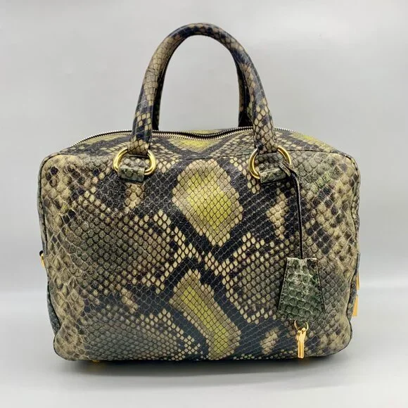 Prada Cervo Lux Printed Snakeskin Leather Tote - Picture 2 of 14
